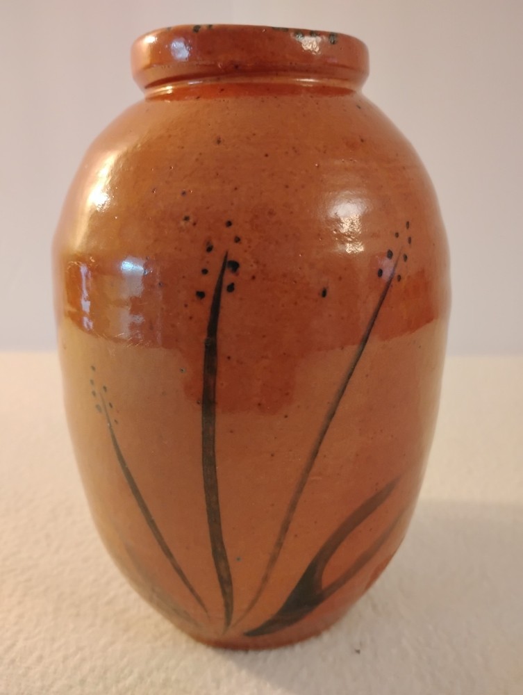 Vintage Mid-Century Modern Hand Painted Ceramic Pottery Vase With Signature 7″