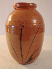 Vintage Mid-Century Modern Hand Painted Ceramic Pottery Vase With Signature 7″