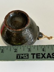 Vintage Mexican Folk Art Pottery Vase Green Glaze Red Decor Rope Handle