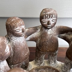Vintage Large Mexican Pottery Circle Of 7 Friends Candle Holder Mexico Decor