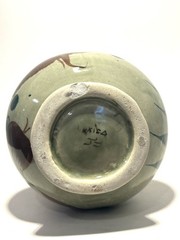Vintage- Tonala Mexican Pottery 8.5 inches Green Vase- Signed- Hand Painted