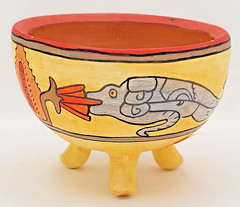 Belize SIGNED Handmade Painted Clay Bowl OOAK by Mac 4″ Folk Art Art Pottery