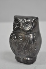 Dona Rosa Barro Negro Black Pottery 4″ Carved Owl Figurine Mid Century Modern