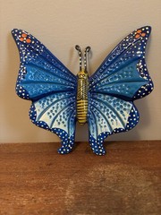Talavera Butterfly Wall Hanging Mexican Pottery Folk Art Hand Painted Colorful