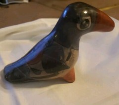 Vintage Mexican Tonala Pottery Bird Toucan Signed 3″ Clay Mid Century Modern