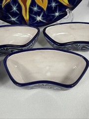 Mexican Talavera Pottery 7pc Hand Painted Chip Salsa Condiment Serving Dish Set