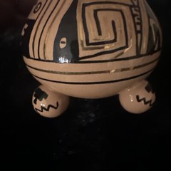 Vintage Brena Oaxaca Mexico 4 1/2 inch MCM Vase Deco Gold Tone Accents