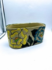 Floral Colorful Tonala Pottry Planter, Marked