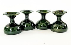 4 MEXICO OAXACA FOLK ART LOZA VERDE GREEN GLAZED CERAMIC MEZCAL COPITA CUP GLASS