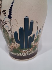 Ken Edwards Tonala stoneware pottery floor vase bird snake butterfly vintage
