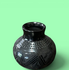 Mata Ortiz Pottery Black On Black Paquime Line Work Tomasa Mora Mexican Art
