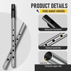 1 PCS Irish Tin Whistle Key Of D Silver Sound Penny Whistle Instrument