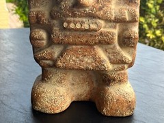 Vintage Mid Century Modern MCM Aztec Statue Terra Cotta Clay Figure 10.5″ Tall