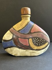 MCM Design by Mara Decanter Vase Bottle Hand Painted Art Pottery Mexico +Stopper