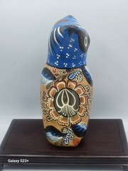 Vintage Mexican Hand-Painted Tonala Art Pottery Owl 8.5″ Tall Classic Colors