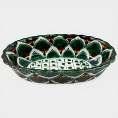Talavera Camacho Mexico Lead Free Oval Dish 7.5″ Hand Painted Green Bowl