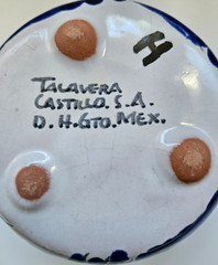 Talavera Mexican Pottery Hand Painted Round Trinket Box With Lid Terracotta 2.5″