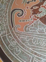 Classic Maya or Aztec Folk Art Reproduction Plate Wall Art 11.75in B4