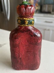 Unique BELIZE Toucan Bird 3D Art Clay Pottery Glass Flask 6 x 3