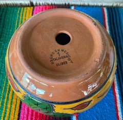 Lg Mexican Ceramic Flower Cactus Pot Planter Folk Art Pottery Handmade Talavera
