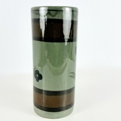 Vintage Vase, Tonala Mexico Art Pottery Gray Tube Shape. Mid-Century Modern