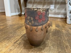1960’s Mexican Terracotta Pottery Face Planter Pot Folk Art Vintage