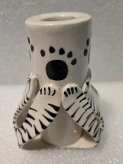 Dorothy Steele Modern Art Pottery Fun Cat Bud Vase Taper Candle Holder Signed