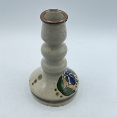 Mexico Tonala Pottery Floral Signed Candle Stick Single Holder
