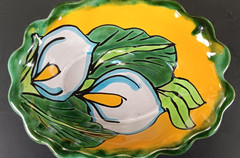 Talavera Salsa Bowl Handpainted Floral Lilly Small Candy Dish Mexican 5.25″