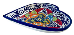 Mexican Talavera Heart Dish Bowl Figure Folk Art Pottery