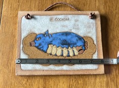 Red Clay Handmade Studio Art Pottery Glazed Mother Pig & Piglets Wall Hanging