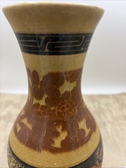 Vintage Art Pottery Floral Mexican Folk Art Vase 9” Tall