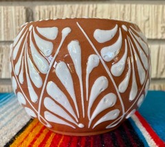 Mexican Ceramic Flower Pot Planter Folk Art Pottery Handmade Talavera #1