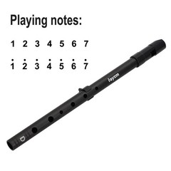DKey 6Hole Aluminum Tin Irish Penny Whistle Beginners Black Flute Woodwind