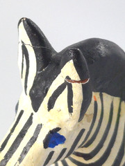 Vintage Mexican Folk Art Candle Holder Handmade Zebra Birds Clay Pottery