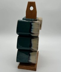 Vintage Rodolfo Padilla Stacking Mug Set 6 Stand Mexico Blue Green Brown