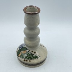 Mexico Tonala Pottery Floral Signed Candle Stick Single Holder