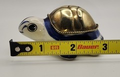 Mexico Pottery Small Turtle Folk Art Tonala with Brass Shel. READ DESCRIPTION !