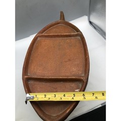 Vintage Terra Cotta Glaze Red Clay Fish Shape Tabletop Warmer w/Defect READ NOTE
