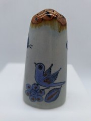 Shaker Tonala Mexican Pottery Art 8 hole Shaker Blue Bird Vtg Single