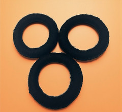 3 Mata Ortiz Pottery Olla Rings Hand Made Mexican Clay Black Yarn Mexico 3.5″