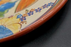 1930s Mexico Folk Art Hand Painted Wall Plate Bird Floral 12½”