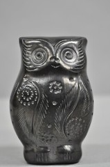 Dona Rosa Barro Negro Black Pottery 4″ Carved Owl Figurine Mid Century Modern