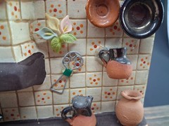Mexican Bique Kitchen Traditional Diorama Miniature Pottery Folk Art Ceramic Vtg