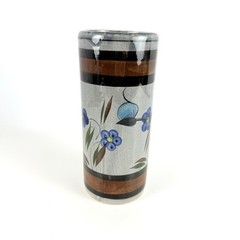 Vintage Vase, Tonala Mexico Art Pottery Gray Tube Shape. Mid-Century Modern