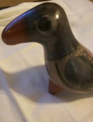 Vintage Mexican Tonala Pottery Bird Toucan Signed 3″ Clay Mid Century Modern