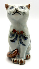 Ken Edwards Cat Kitten El Palomar Pottery Figurine Signed 5″ Mexico Birds Floral