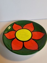 Vintage Mexican Art Pottery Candleholder Green Orange 2 Pieces Tealight Decor D