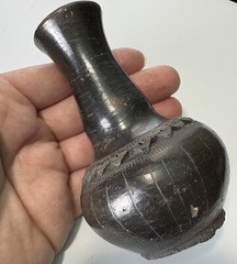Chinese Antique Black/brown Clay Pottery Vase 4” tall Set Of 4 17th C.