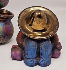 Classic Mexican Siesta Sleeping Man Figurines Folk Art Clay Planter Set Vintage